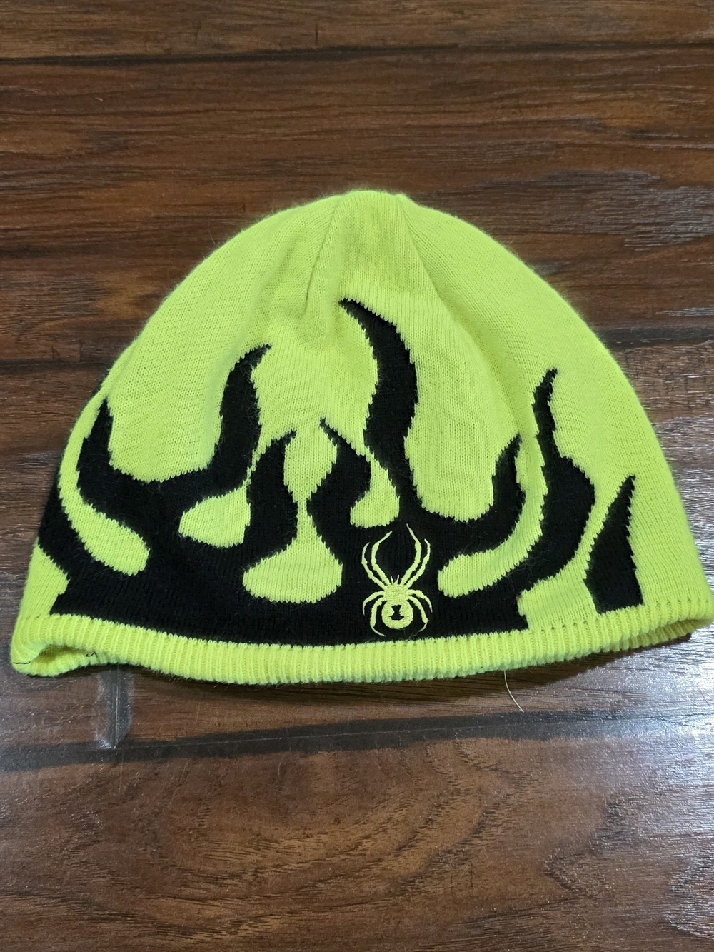 Spyder Neon Yellow and Black Kids Beanie Hat